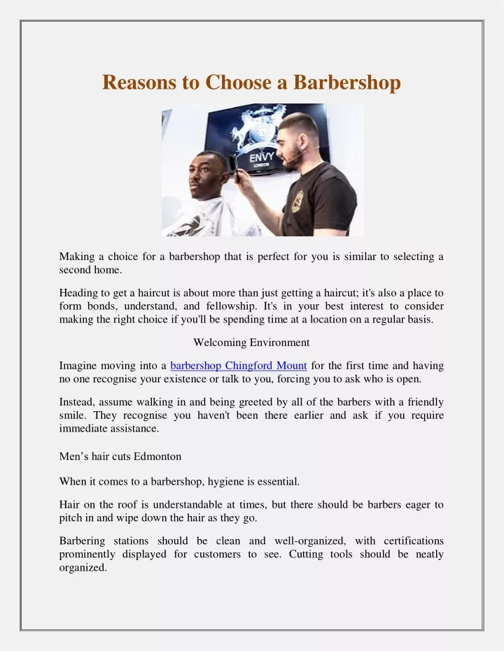 reasons to choose a barbershop