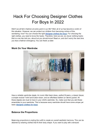 Hack For Choosing Designer Clothes For Boys In 2022