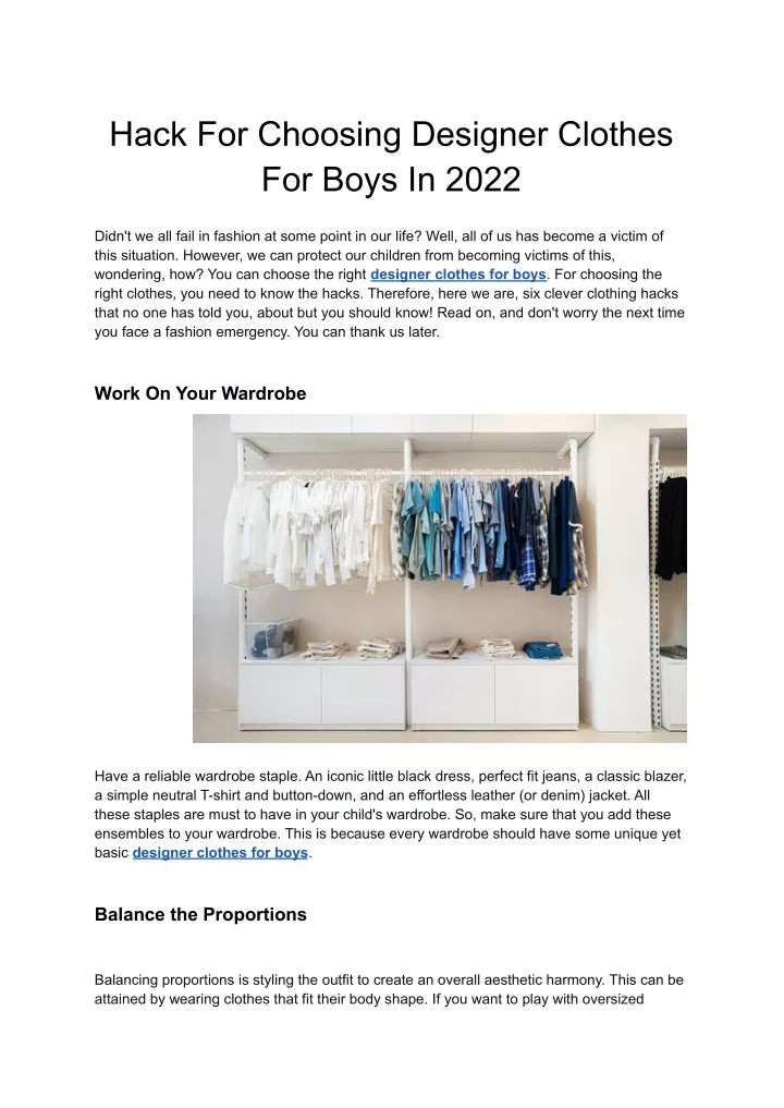 hack for choosing designer clothes for boys