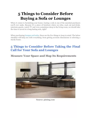 5 things to consider before buying a sofa