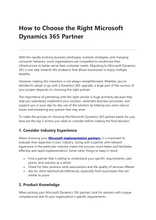 how to choose the right microsoft dynamics
