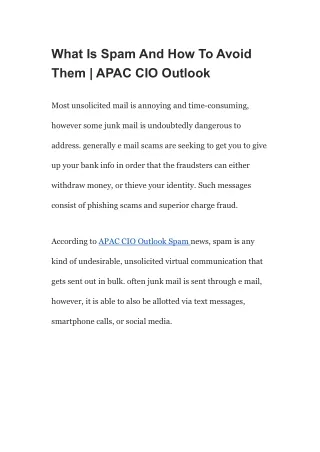 What Is Spam And How To Avoid Them _ APAC CIO Outlook