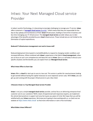 intwo your next managed cloud service provider