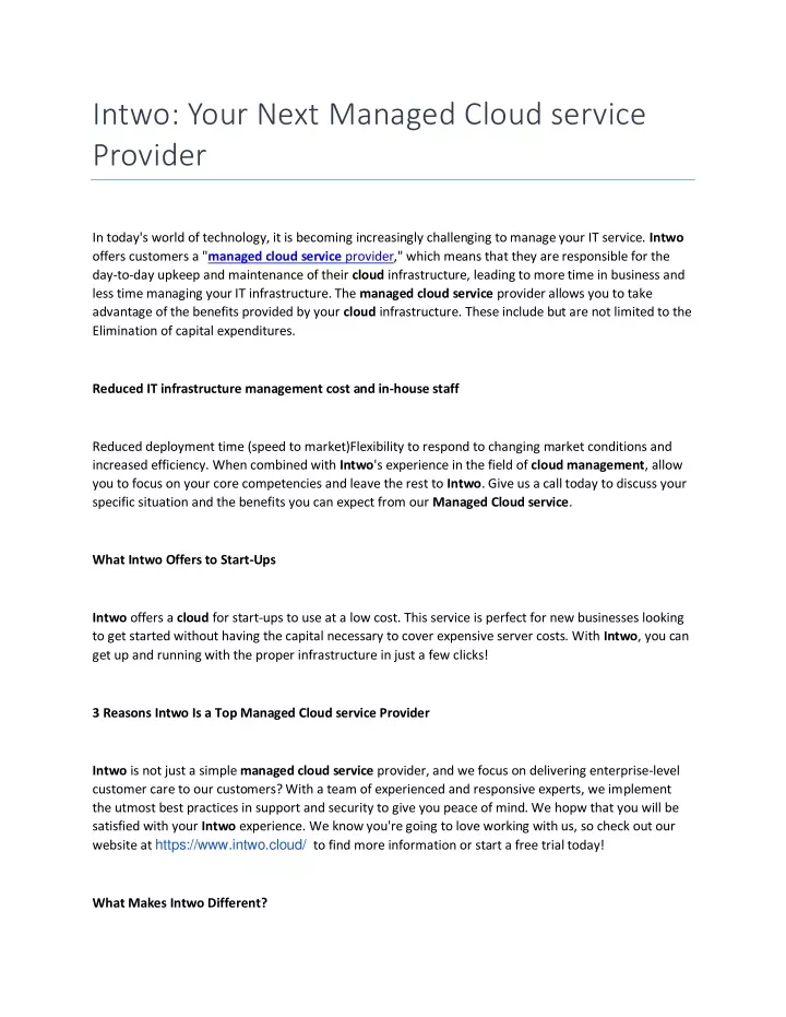 intwo your next managed cloud service provider