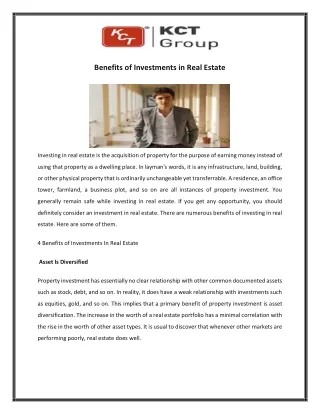 Benefits of Investments in Real Estate