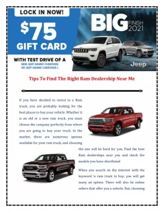Tips To Find The Right Ram Dealership Near Me