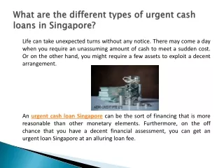 What are the different types of urgent cash loans in Singapore?