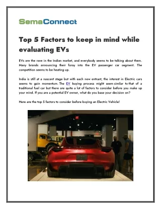 Top 5 Factors to keep in mind while evaluating EVs