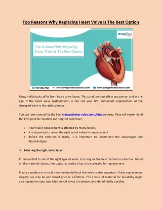 top reasons why replacing heart valve is the best