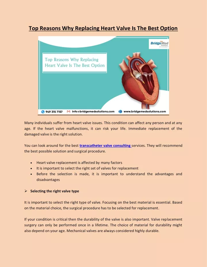 top reasons why replacing heart valve is the best