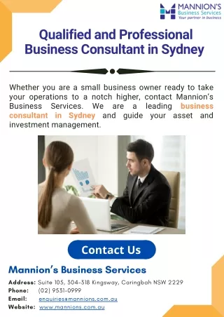 Qualified and Professional Business Consultant in Sydney
