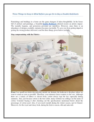 Three Things to Keep in Mind Before you go On to Buy a Double Bedsheets