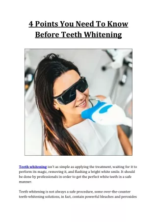 4 Points You Need To Know Before Teeth Whitening