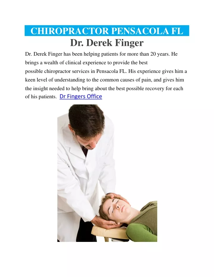 chiropractor pensacola fl dr derek finger