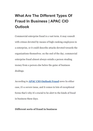 What Are The Different Types Of Fraud In Business _ APAC CIO Outlook