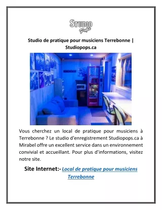 Studio de pratique pour musiciens Terrebonne | Studiopops.ca