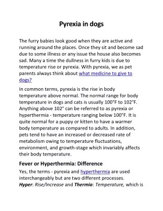 pyrexia in dogs