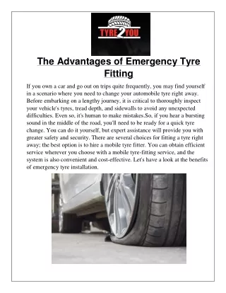 The Advantages of Emergency Tyre Fitting