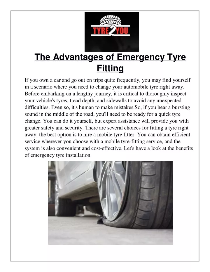 the advantages of emergency tyre fitting