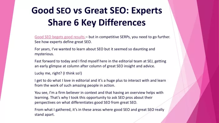 good seo vs great seo experts share 6 key differences