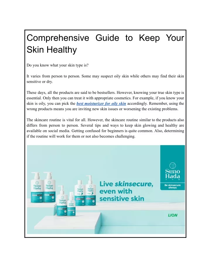 comprehensive guide to keep your skin healthy
