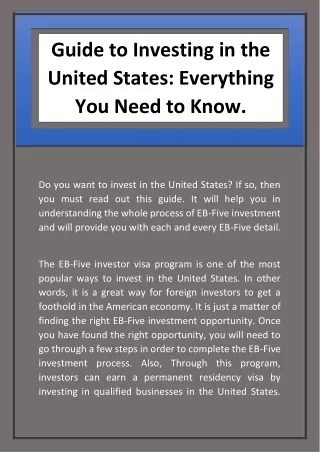 guide to investing in the united states