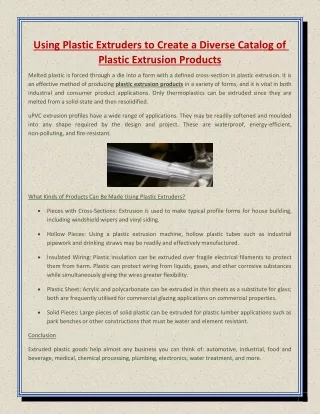 using plastic extruders to create a diverse