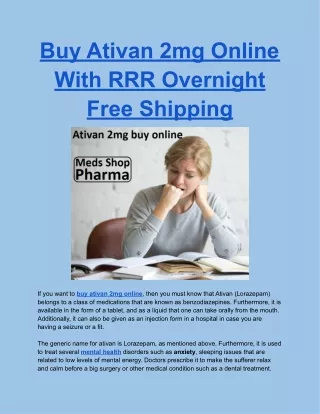 Buy Ativan 2mg Online With RRR