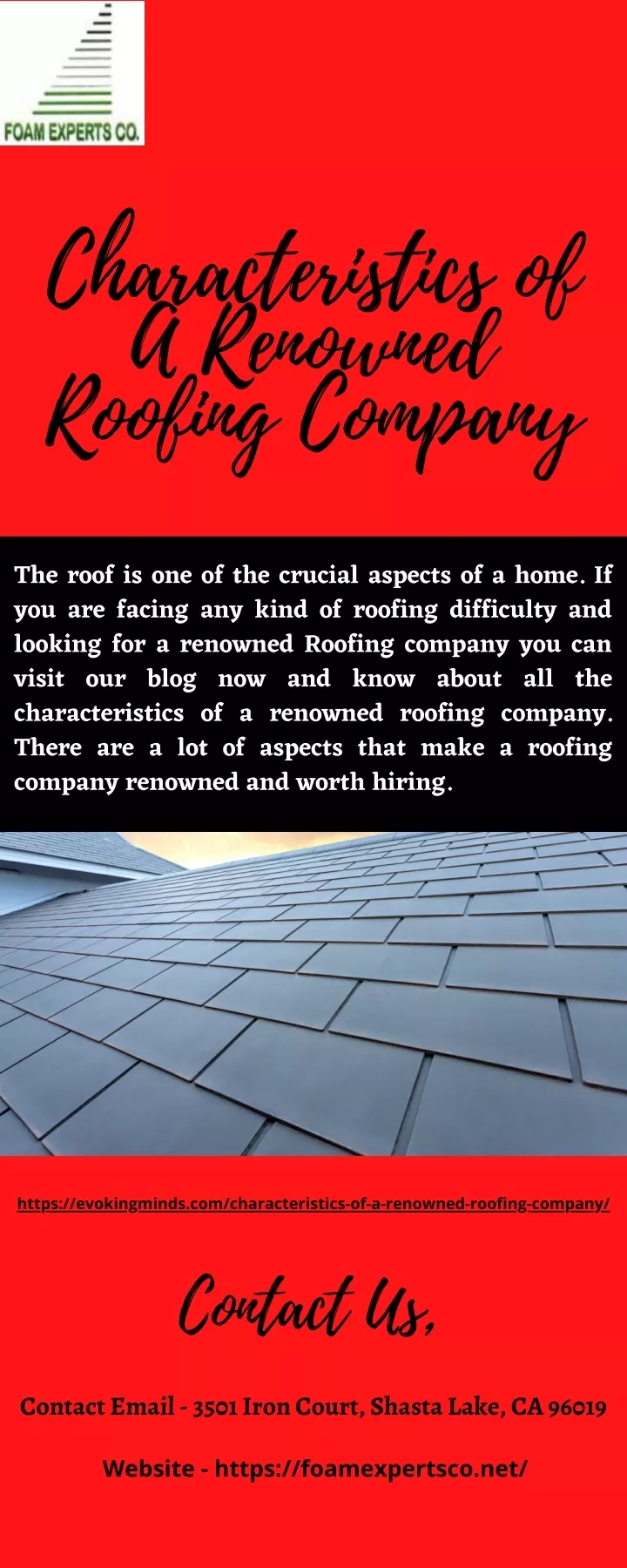 characteristics of a renowned roofing company