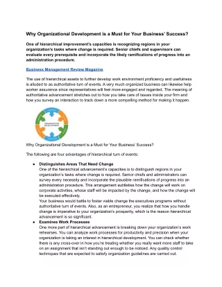 why organizational development is a must for your