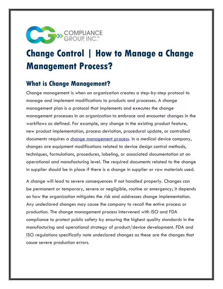 change control how to manage a change management