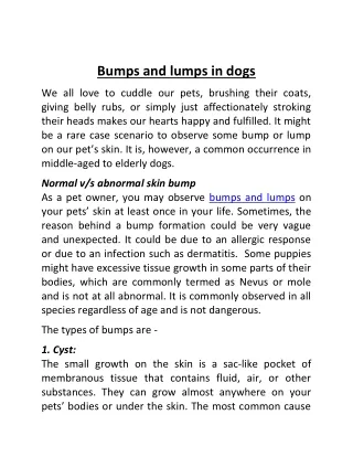 bumps and lumps in dogs