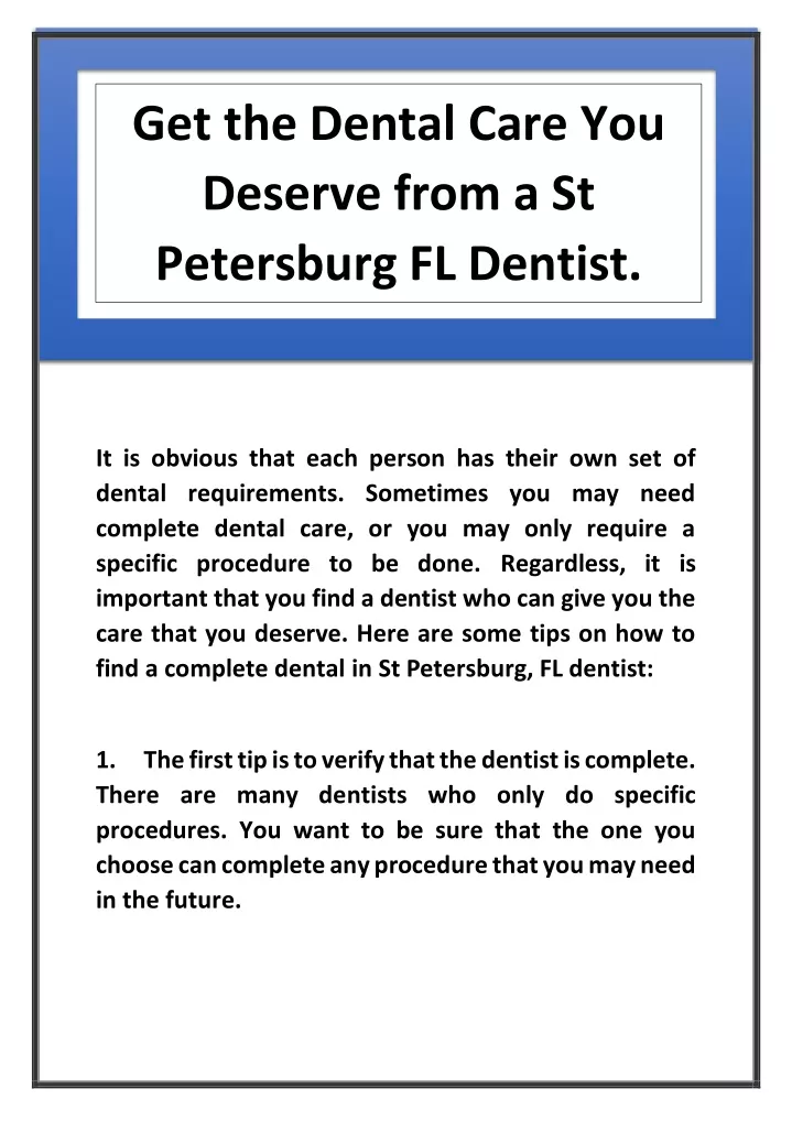 get the dental care you deserve from