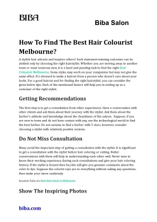 How To Find The Best Hair Colourist Melbourne
