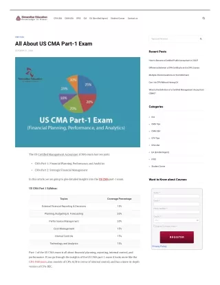 All About US CMA Part-1 Exam