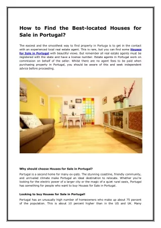 How to Find the Best-located Houses for Sale in Portugal