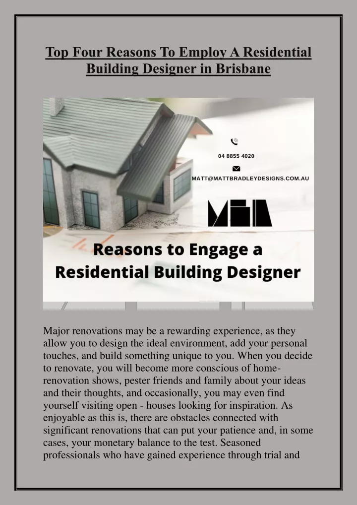 top four reasons to employ a residential building