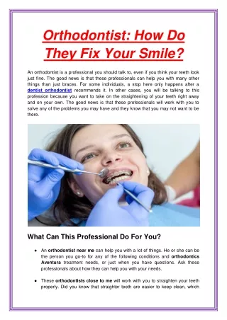 orthodontist how do they fix your smile