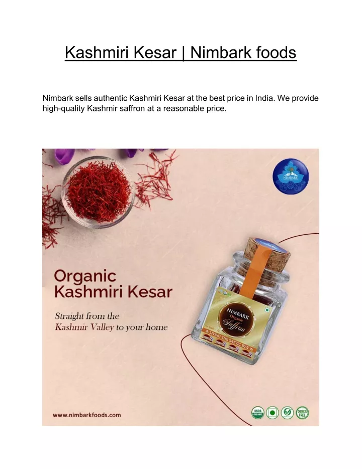 kashmiri kesar nimbark foods