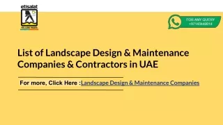 List of Landscape Design & Maintenance Companies & Contractors in UAE