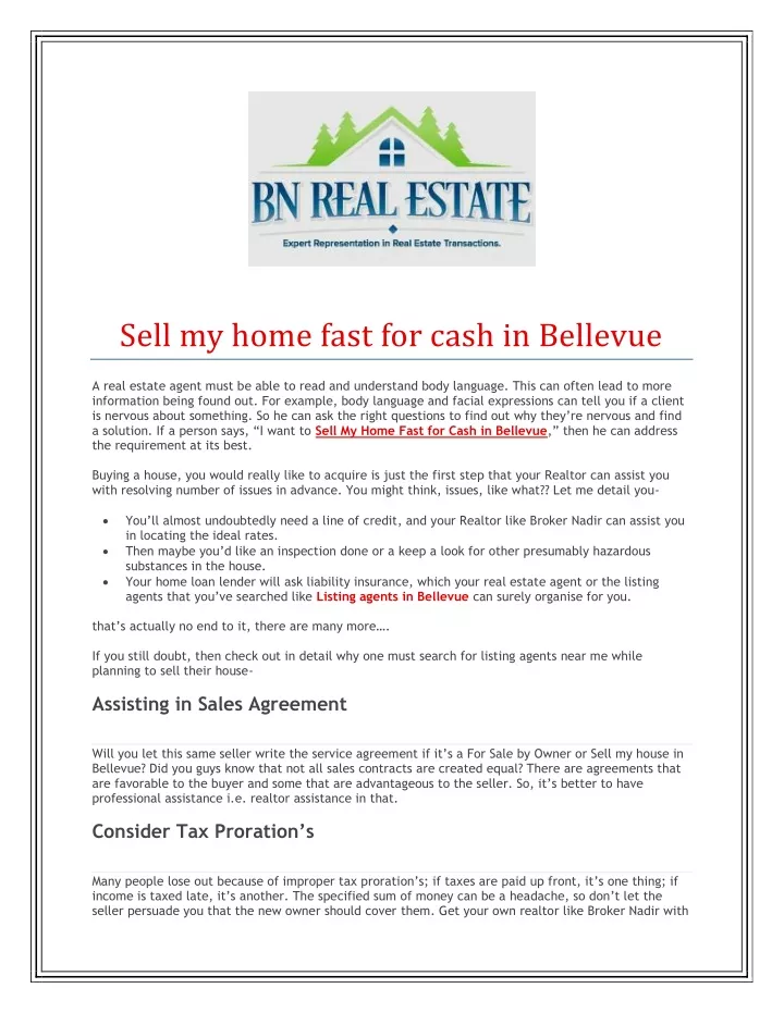 sell my home fast for cash in bellevue