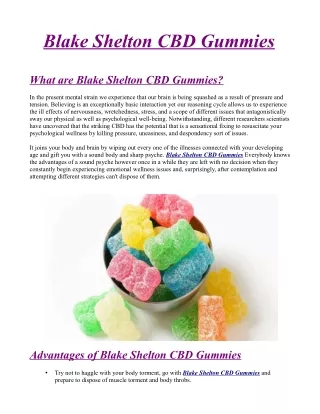 Exclusive Blake Shelton CBD Gummies Avoid Risk Warnings