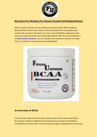 Best Bcaa Pre Workout For Muscle Growth And Replenishment