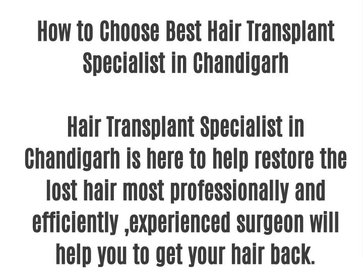 how to choose best hair transplant specialist