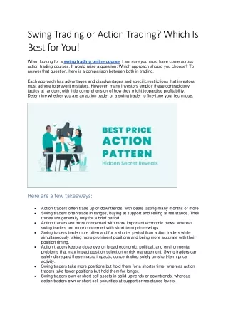 Swing Trading Or Action Trading? Which Is Best For You!
