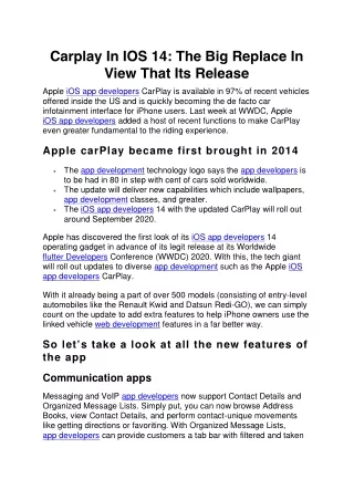 carplay in ios 14 the big replace in view that