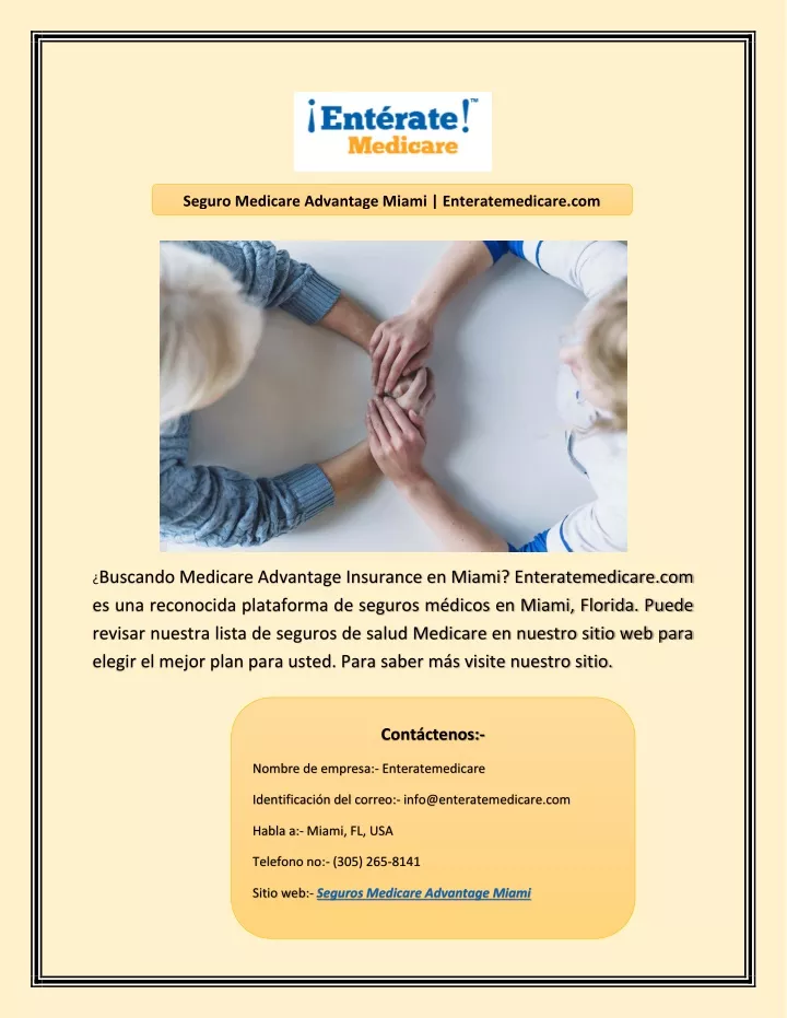 seguro medicare advantage miami enteratemedicare