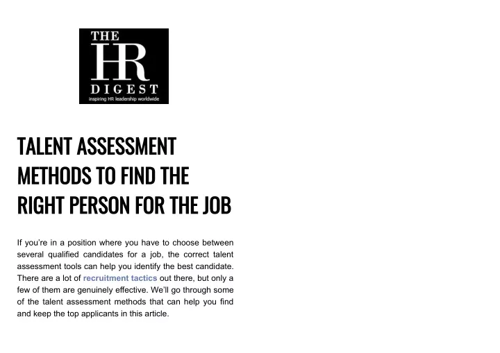 talent assessment methods to find the right