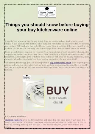 Things you should know before buying your buy kitchenware online