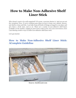 how to make non adhesive shelf liner stick